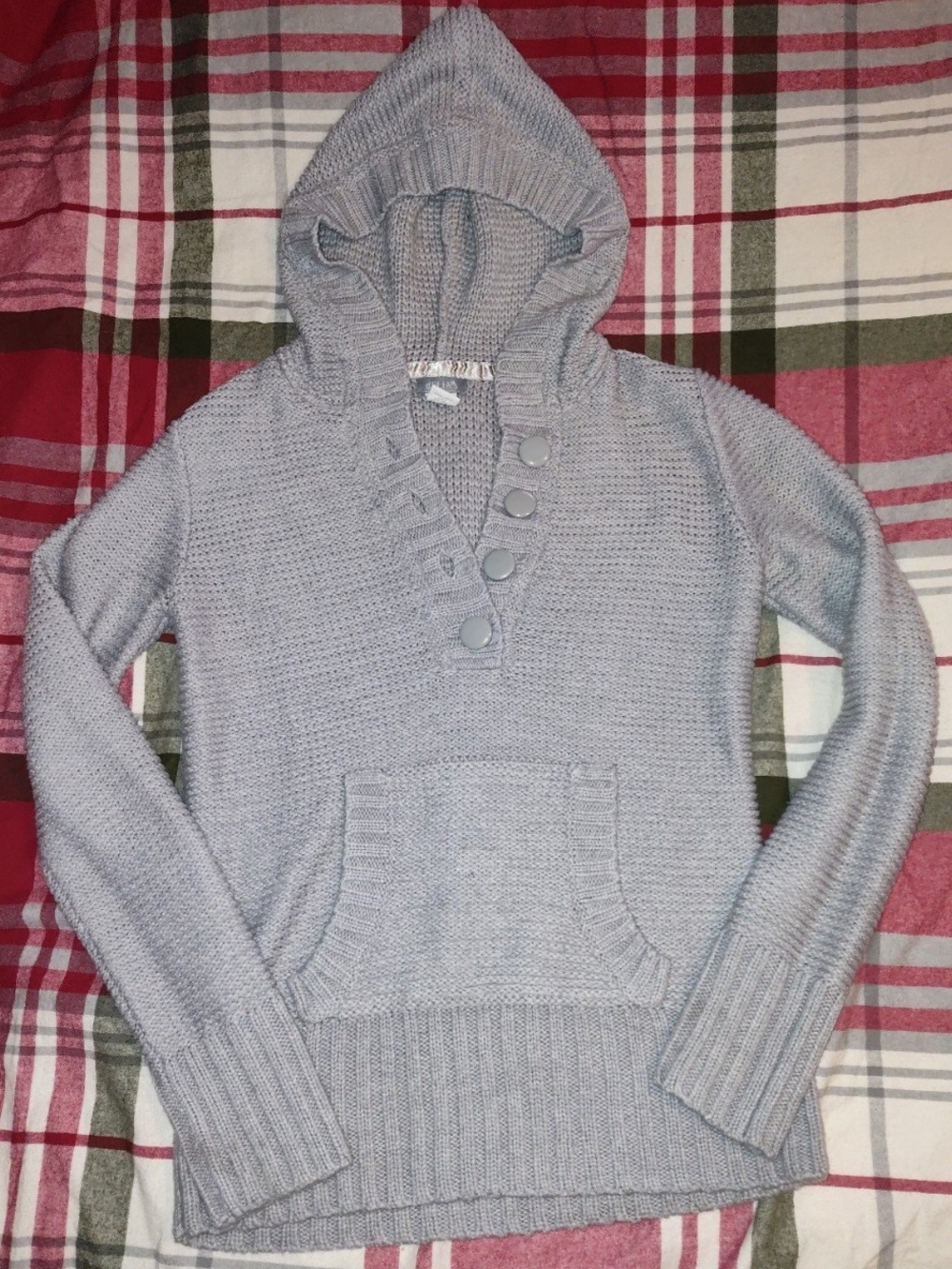 DELIA'S Hooded Knit Sweater Gray Large Like New